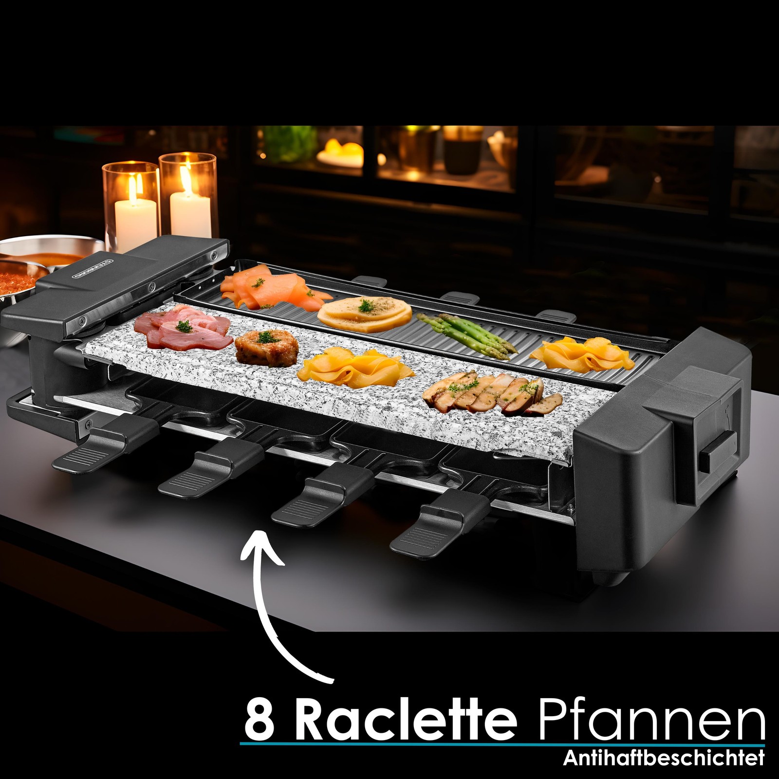 Raclette Grill 8 Personen Grillplatte Party Grill Tischgrill Elektrogrill 1500 W