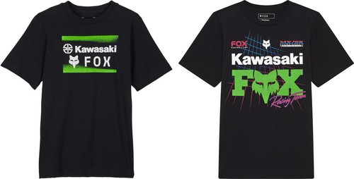 Fox Racing Youth Fox x Kawasaki T-Shirt - Moto MX Graphic Tee Casual - Picture 1 of 3