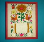 Vtg 70s Paragon Crewel Embroidery & Felt Applique Folk Art Birds Flowers RARE!