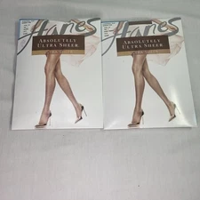 2 Hanes Pantyhose Style 707 Size F Natural Barely There Control Top Vintage READ