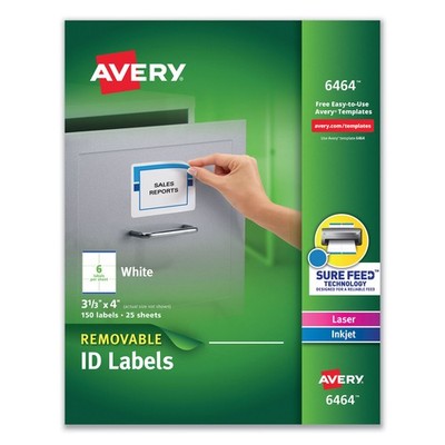 Avery  Removable Multi-Use Labels, 3 1/3 x 4, White, 150/Pack