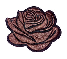 IRON ON PATCH APPLIQUE - brown/black Rose 2 1/2 x 2 1/4-inch FREE SHIPPING