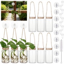 9 Sets Window Hanging Propagation Stations Suction Cup Wall Plant Jars Set