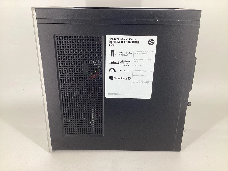 HP ENVY Desktop 750-514 (Intel Core i5-7400 @3.0GHz 12GB 256GB SSD, No OS) - Image 3 of 4