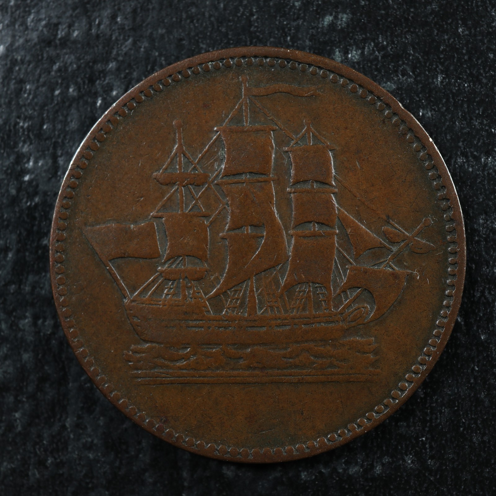 PE-10-19 Ships Colonies & Commerce token PEI Canada Breton 997