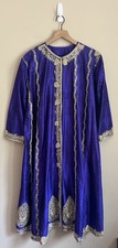 Vintage Moroccan Kaftan Embroidered Beaded Gold Robe Traditional 60s 70s