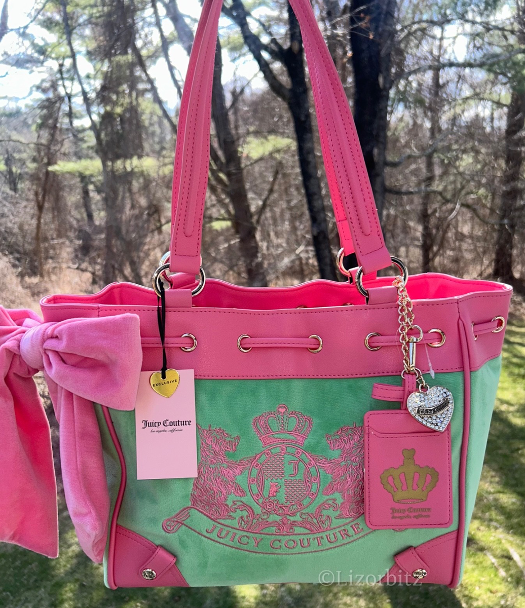 NEW! NWT JUICY COUTURE Daydreamer Scottie Dogs Velour Tote Retro
