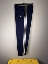 Adidas Vintage Mens Large Nylon Track Pants Navy Blue White Stripe 90s Y2K