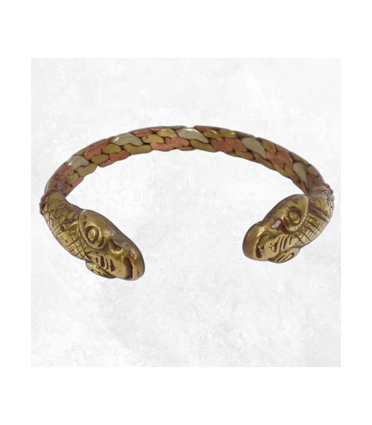 Bracelet tibétain Dragons en cuivre et laiton du Népal ABT81 fait main