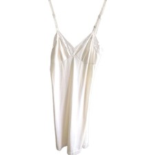 VANITY FAIR Slip Dress Bust Sz 34 Ivory Satin Lace Nylon VTG 90' s Balletcore