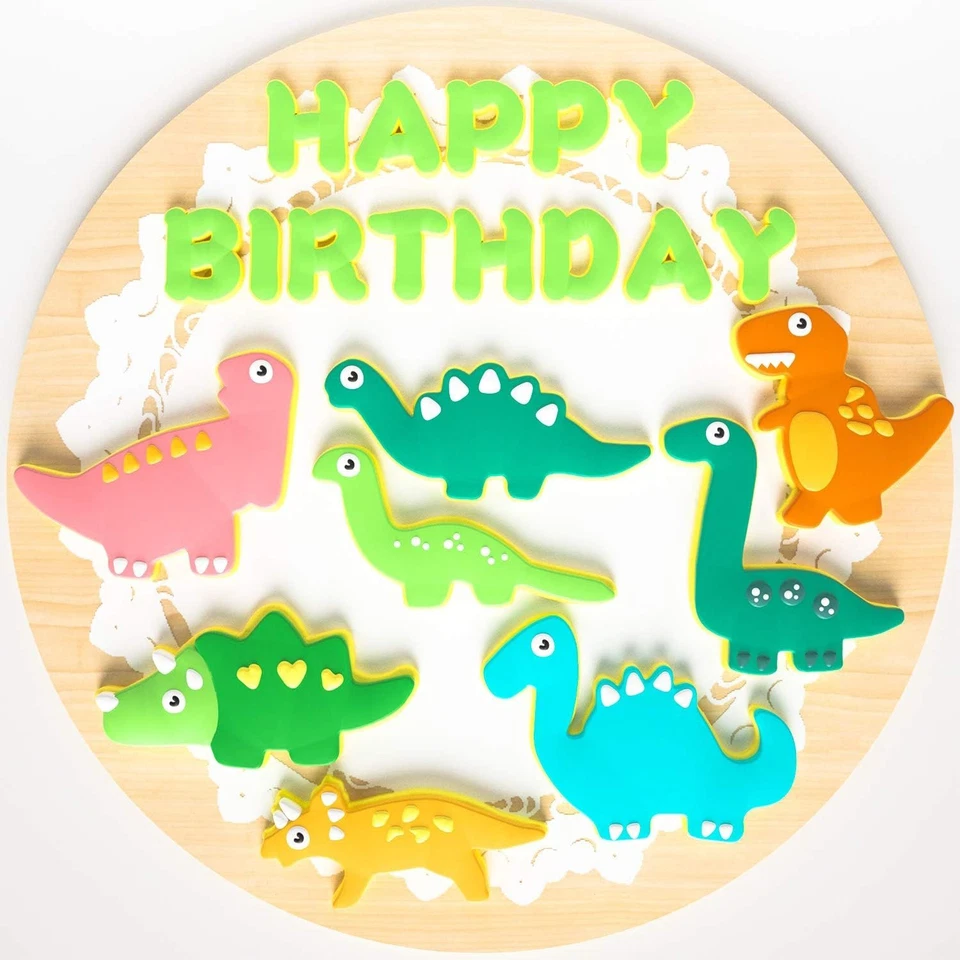 Set Formine Biscotti Dinosauro - 8 pz Stampini in Acciaio Inox Fai da Te Argento - Immagine 3 di 4