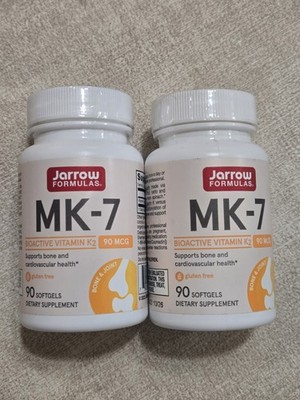 2 Pcs Jarrow Formulas Vitamin K2 MK-7 Softgels - 90mcg - 180 Count - Exp: 10/26