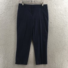 Talbots Perfect Crop Pants Womens 10 Blue Cotton Blend Mid Rise Flat Front Zip