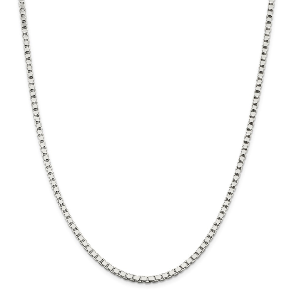 Sterling Silver Solid Polished 3mm Plain Box Chain w/ Lobster Clasp 18" - 30"