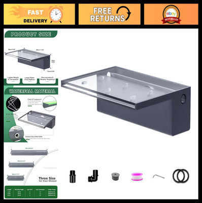 Transparent Acrylic Pool Fountain Waterfall Spillway with Pipe Connector Kits -