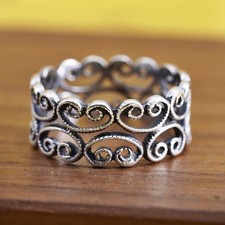 Size 6, vintage Sterling silver handmade ring, 925 filigree band