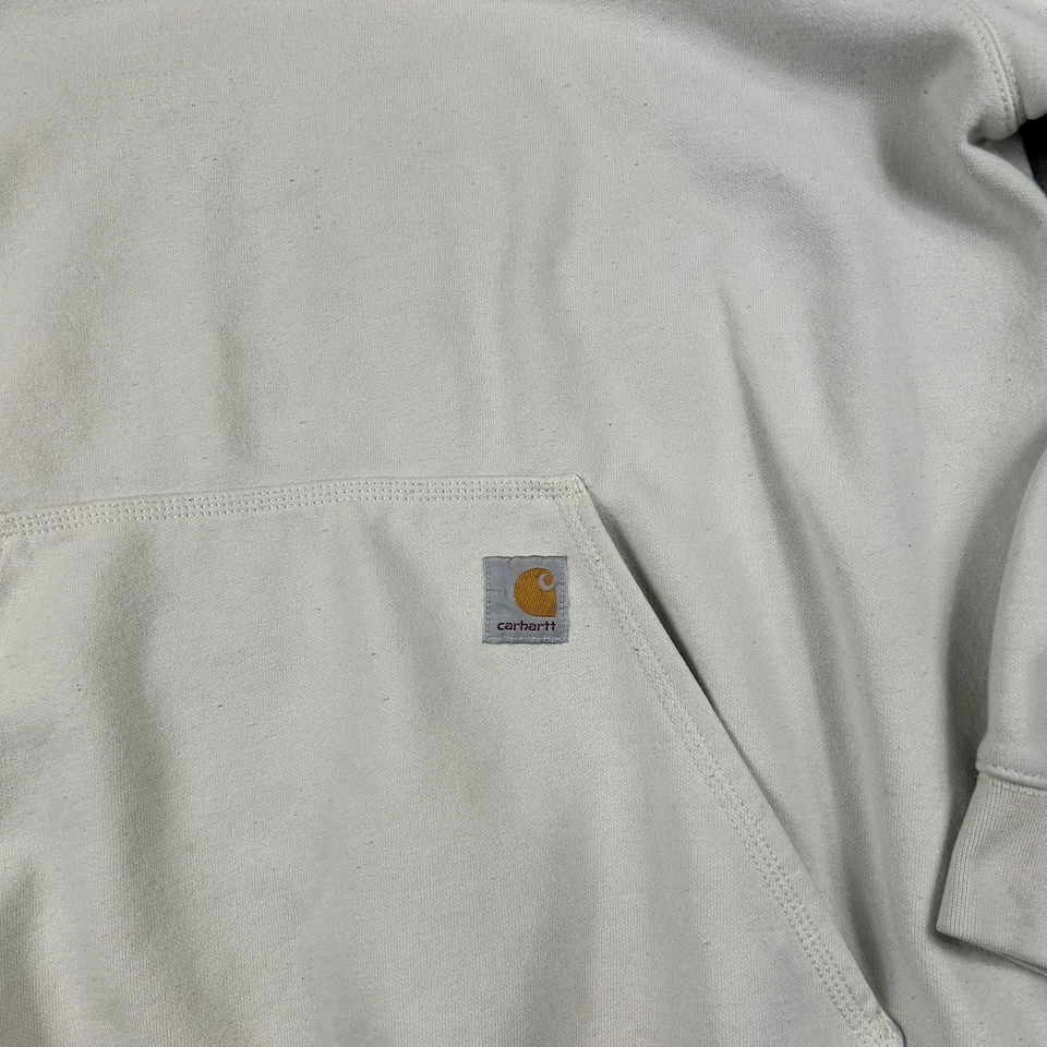 Carhartt Hoodie Mens Large Tall White Loose Fit Sleeve Logo Pullover Sweatshirt - Image 2 of 4