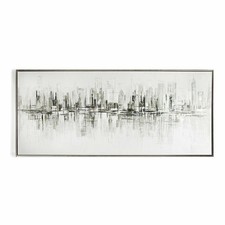 Art for the Home Hand Painted New York Reflections Metal Silver Framed Canvas