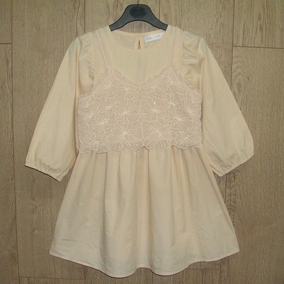 Zara Mädchen Pfirsich Zwei Lagen Kleid Tank Perlen Weste Set Alter 7 122 cm