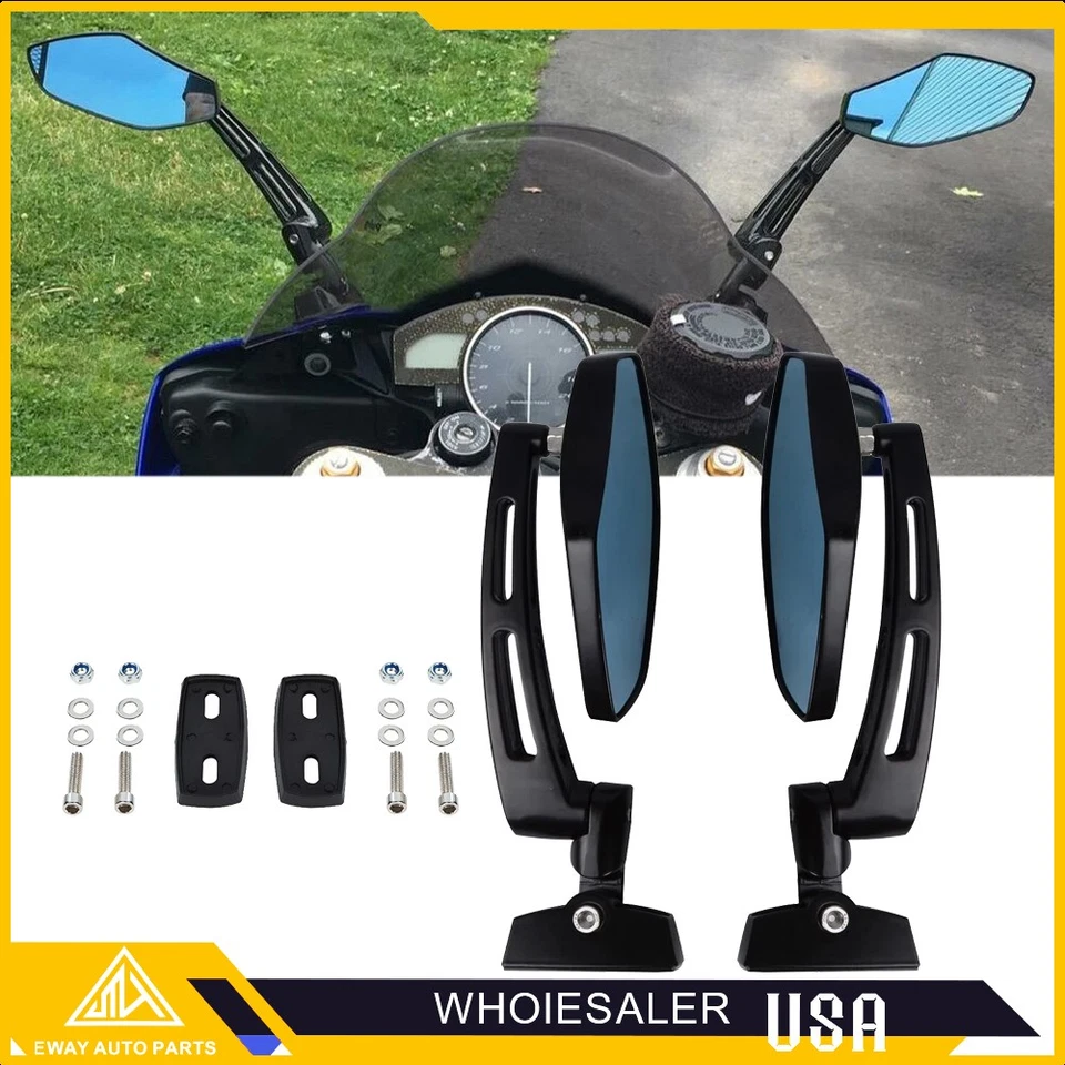Espejos retrovisores laterales para carreras de motocicletas Kawasaki Ninja ZX14 ZX6 ZX6R 500 250 Foto 2 de 4