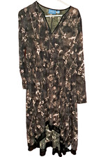 Simply Vera Wang Long Sleeve V Neck Boho Black Women's Large Dress