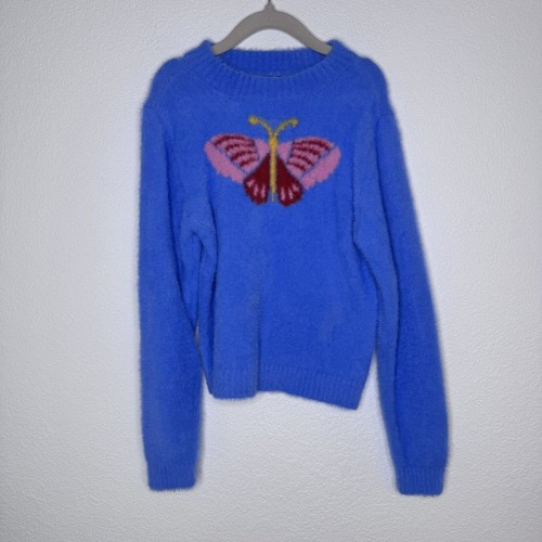 NEW Finding Foxtale Girls Butterfly Blue Sweater Size 8 Fuzzy Soft $49 - Picture 2 of 6