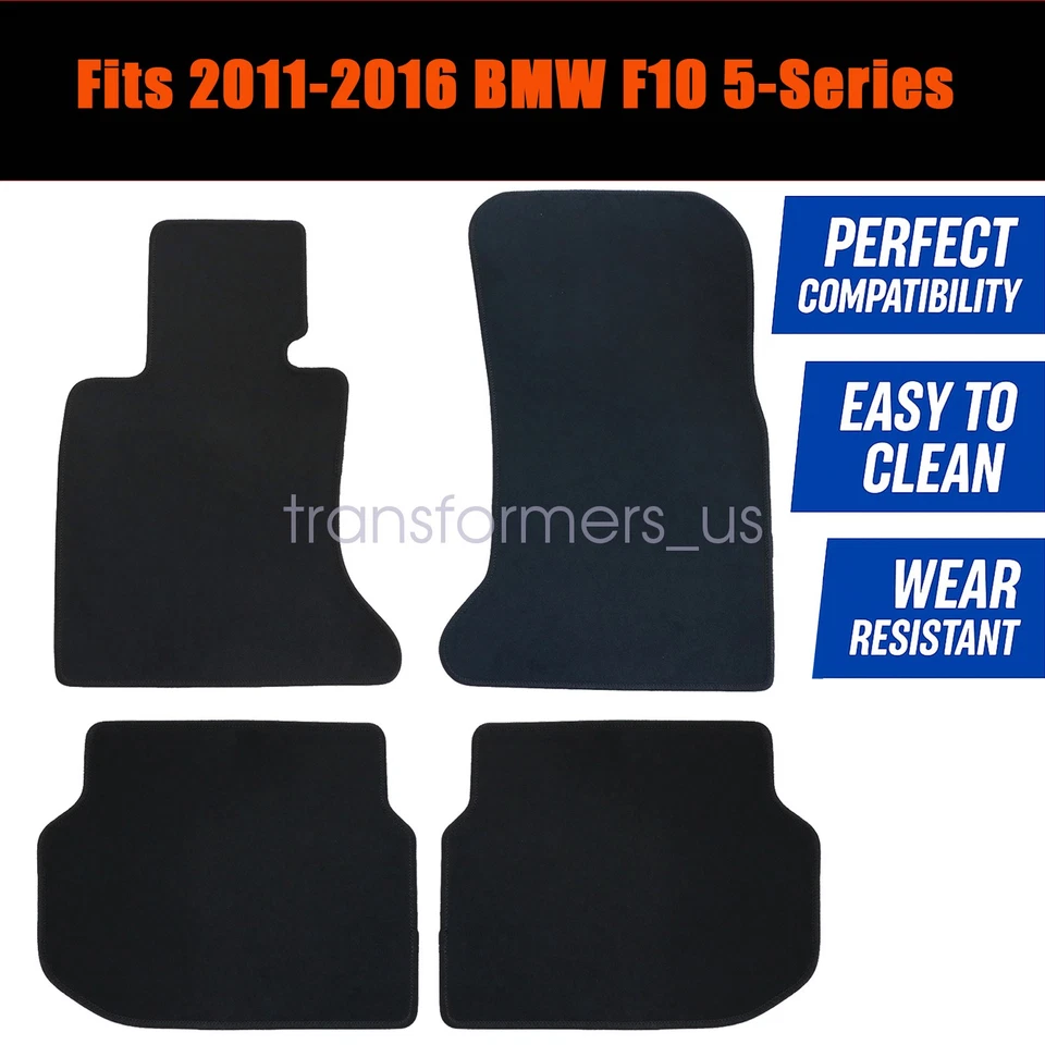 Alfombrillas delanteras y traseras de terciopelo negro para BMW F10 serie 5 2011-2016 Foto 3 de 4