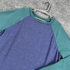 Tommy Bahama Shirt Boys Large 10/12 Blue Green Long Sleeve Raglan Dolphin Logo