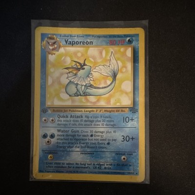 Pokémon Vaporeon First Edition 28/64 Jungle Holo Rare 80 HP Stage