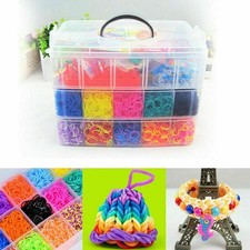 15000Pcs Colorful Rubber Loom Bands, DIY Craft Kit with Storage Box for Bracelet
