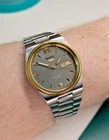 Seiko 5 Vintage Watch Two Tone 7009-3131 Automatic Gray Dial Men Bracelet