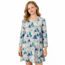 Tea Collection Girls Twirl Dress Size 10 Long Sleeve Mountains Skier Yeti Trees