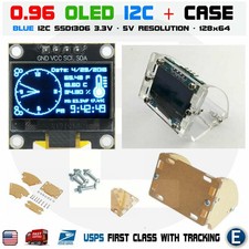 0.96" I2C IIC 128X64 OLED LCD LED Blue Color SSD1306  Transparent Case Arduino