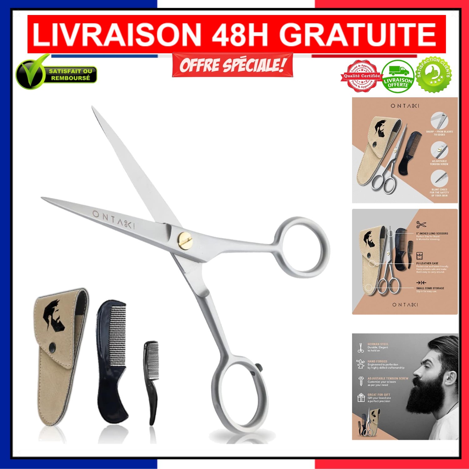 Ciseaux de Coiffeur Forgés Main pour Finitions Précises de Moustache