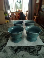 4-Ceramic Footed Ice Cream Bowls, Fruit Dish, Desert Bowls, 2.5" deep, 4.5" wide