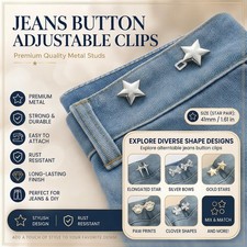 1 Pair Adjustable Jeans Button Pins Waist Tightener Snap Clips Pants Skirts