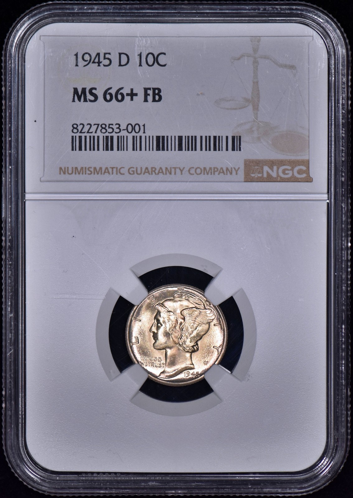 1945-D Mercury Dime 10c NGC MS66+ FB - Premium Quality!