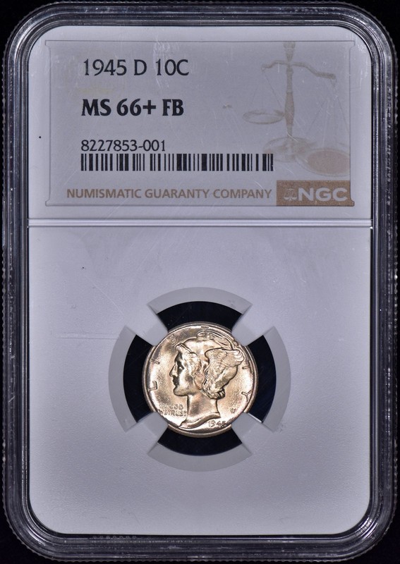 1945-D Mercury Dime 10c NGC MS66+ FB - Premium Quality!