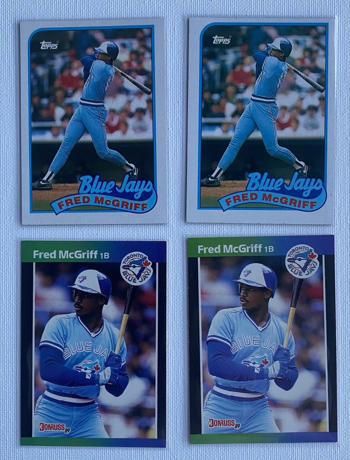 Fred McGriff (4) Cards!! 1989 Topps - 1989 Donruss -  Toronto Blue Jays