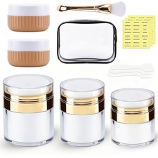 1.7/1/0.5oz Refillable Cosmetic Moisturizer Airless Pump Jar 3 Pack Bottles T...
