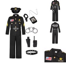 Costumerry Police Officer Costume For Kids Boys Cop Costume Halloween Dress Up