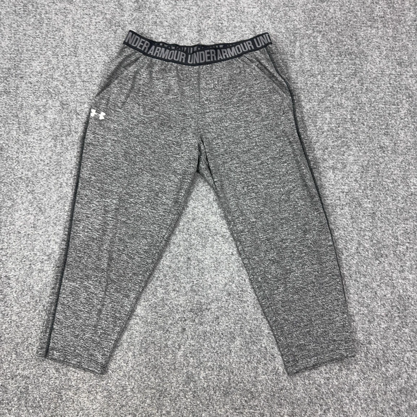 Under Armour HeatGear Pants Mens Medium Gray Joggers Elastic Waist Pockets