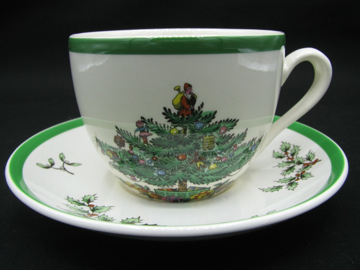 Vintage Spode Christmas Tree Old Original Backstamp Set of 6 Cup