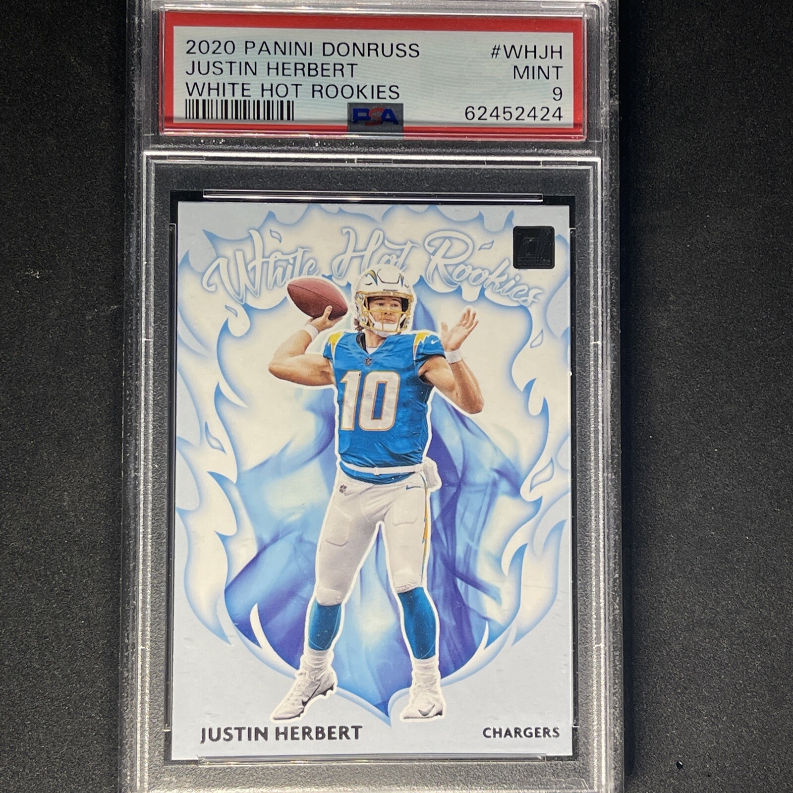 2020 DONRUSS WHITE HOT ROOKIES JUSTIN HERBERT RC LOS ANGELES CHARGERS PSA 9 MINT