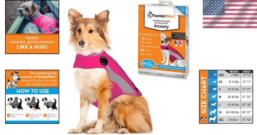 Patented Anxiety Jacket for Dogs - Adjustable Lightweight Calming Wrap (Pink) - Picture 2 of 6