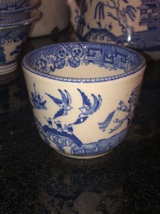 BLUE-WILLOW-Buffalo-Pottery-Semi-Vitreous-Restaurant-Ware-Custard-Cup-Double-Egg