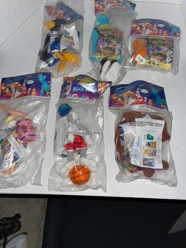 McDonalds Space Jam Tune Squad 1996 peluche juego completo de 6 nuevo en paquete sellado vintage - Imagen 2 de 11