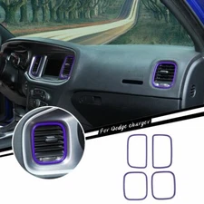 Purple Dashboard Air Vent Ring Trim Bezels For Dodge Charger 2011-23 Accessories