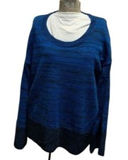 Style  Co Womens Blue Knit Sweater Size L Long Sleeve Scoop Neck