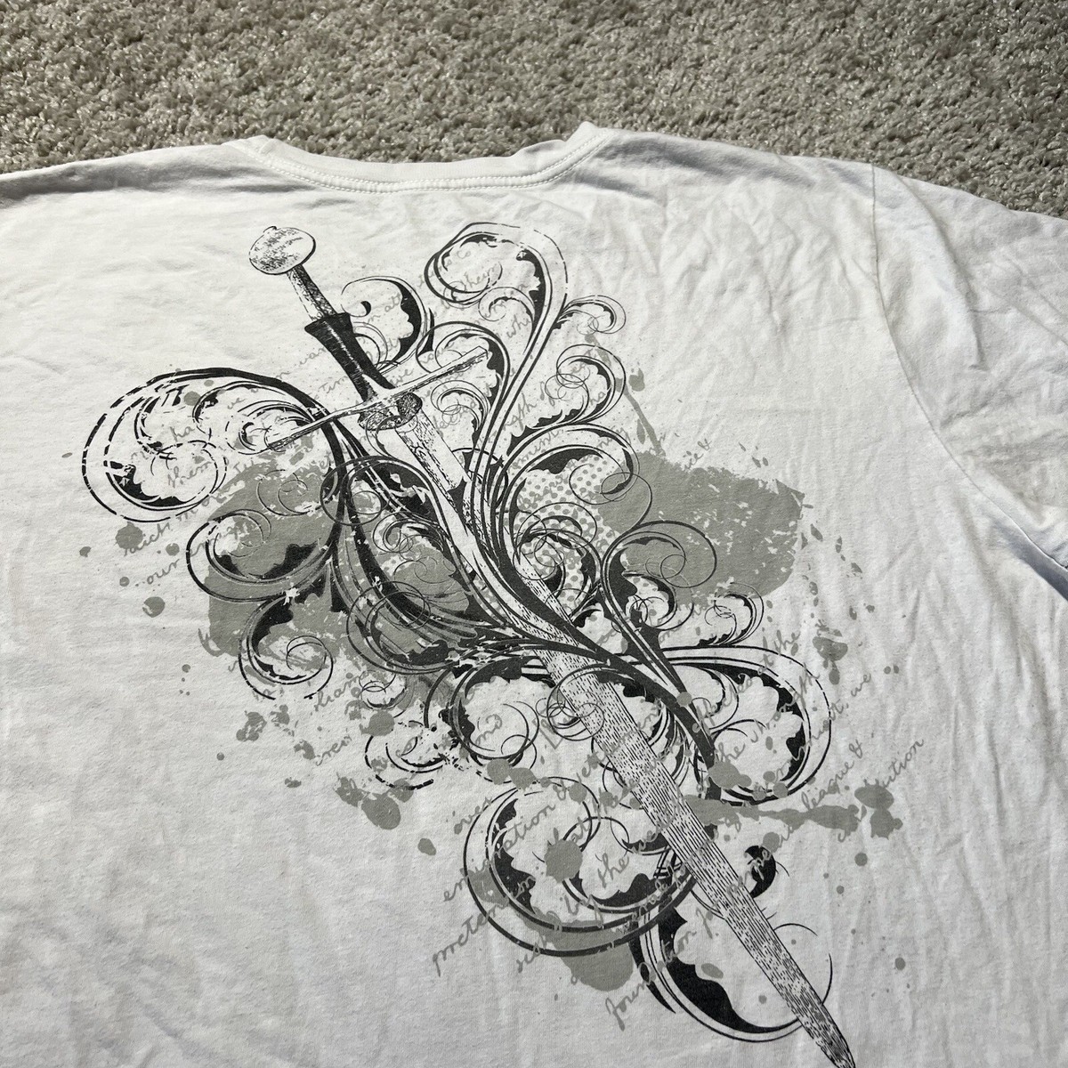 Y2K Anchor White Angels Wings Cross Grunge Punk Goth Tee